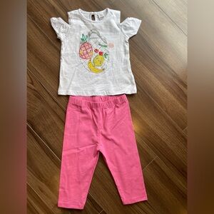 LC Waikiki Baby Girl 2-Piece Set 18-24M | Fruit Top & Pink Leggings